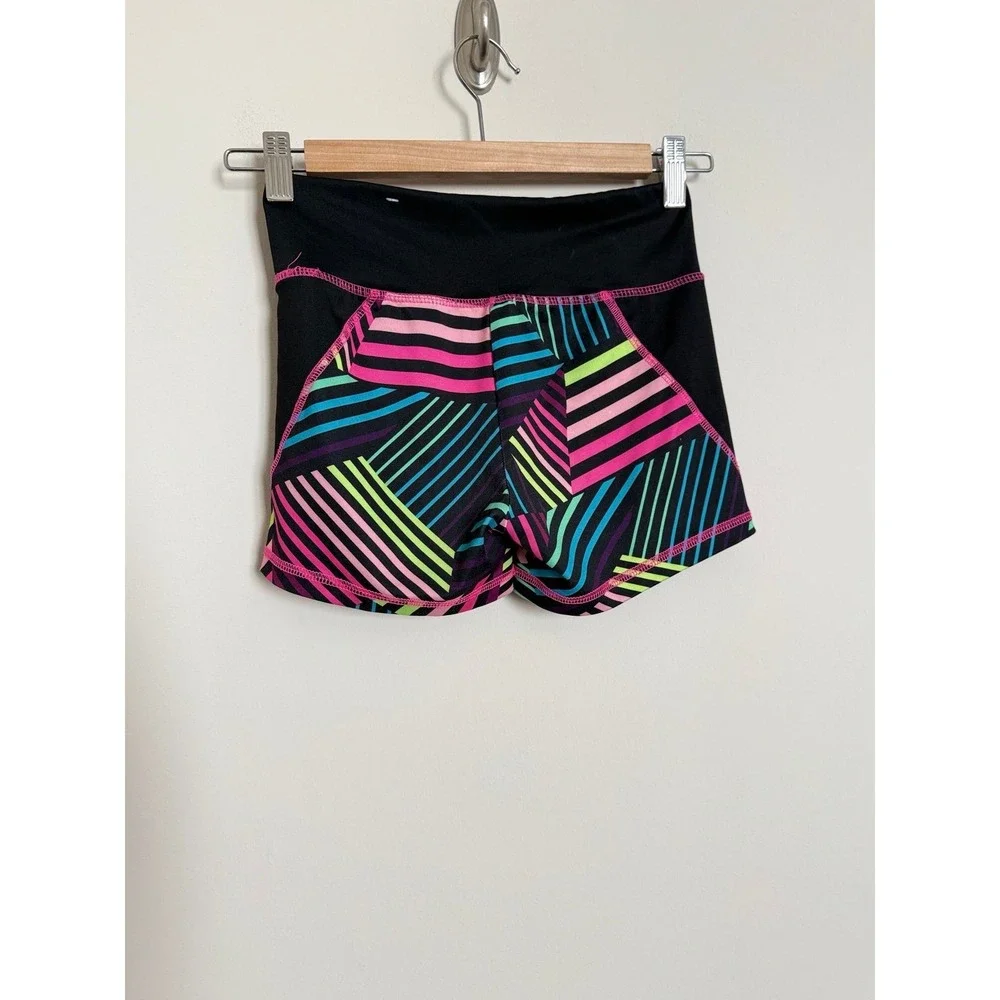 Justice Active Shorts Size 10 Neon Geometric Athletic Workout Gym Dance Shorts